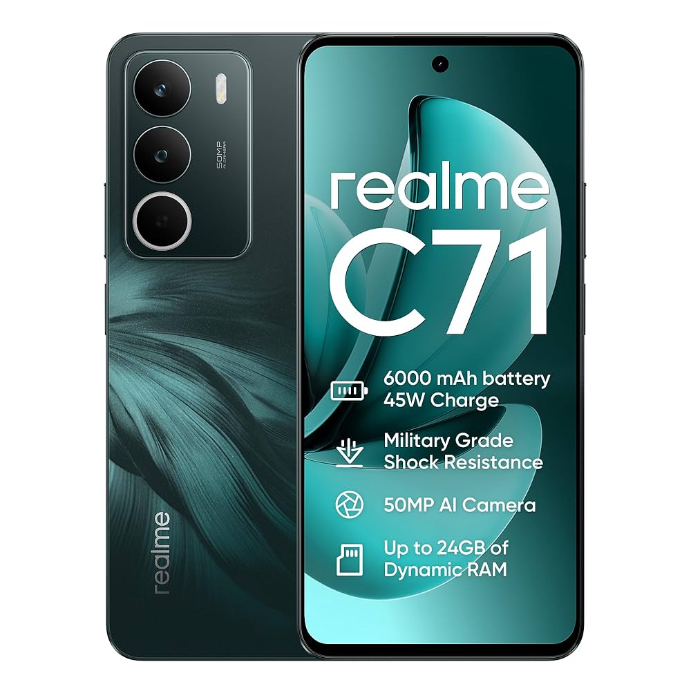 Première mondiale] Smartphone realme C71 Batterie 6300mAh Charge 45W Écran 6,67" 120Hz Caméra AI 50MP Chipset UNISOC T7250 NFC